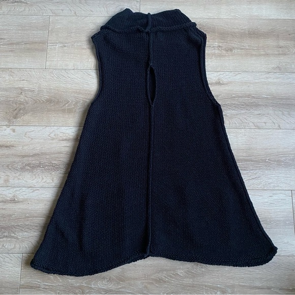 Pure Handknit black sleeveless sweater tunic cowl neck style knit pullover L/XL - Picture 4 of 7